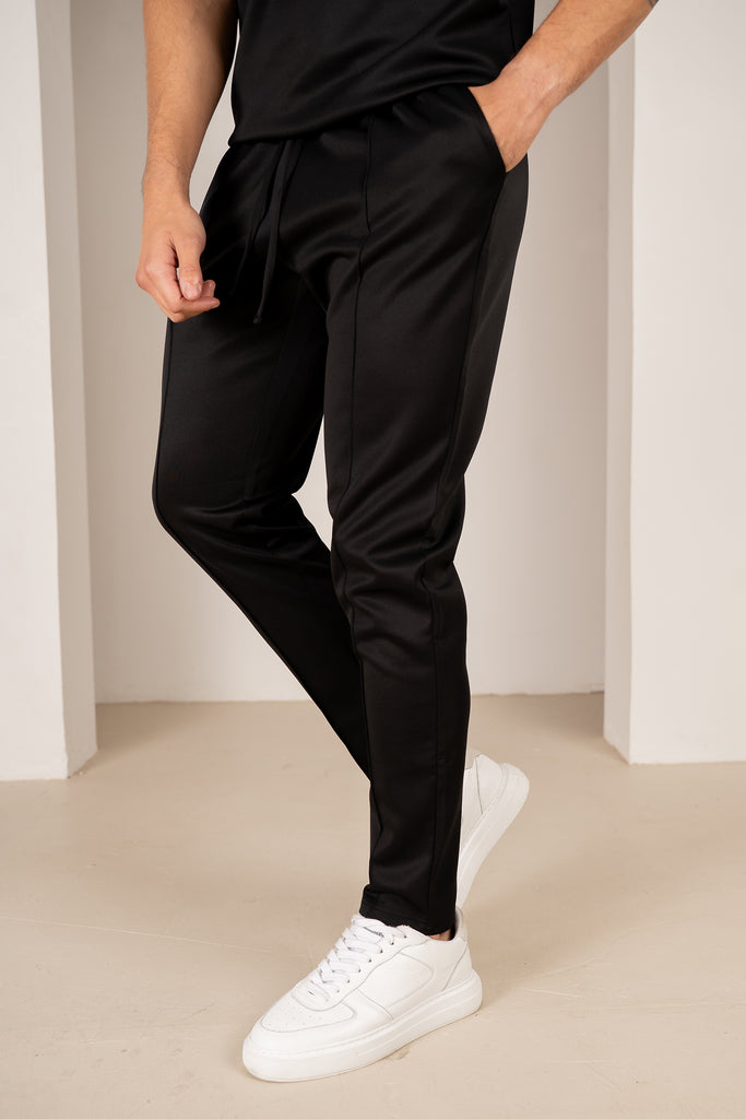 Premium Scuba Pintuck Joggers - Black