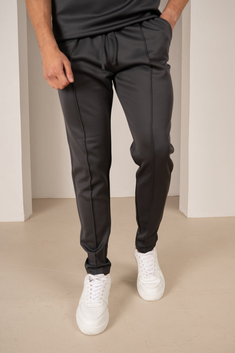 Premium Scuba Pintuck Joggers - Charcoal