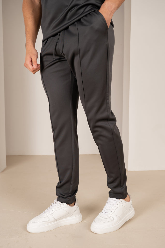 Premium Scuba Pintuck Joggers - Charcoal