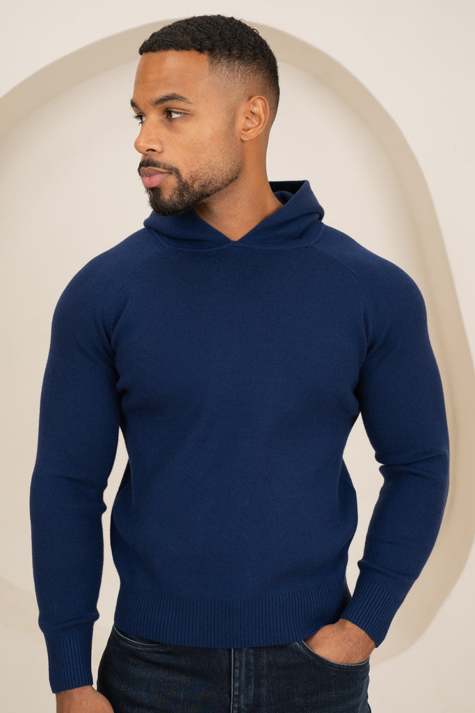 Slim fit Knitted Hoodie - Navy