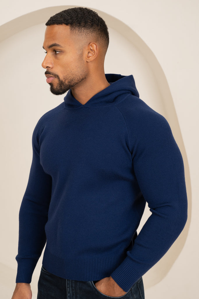 Slim fit Knitted Hoodie - Navy
