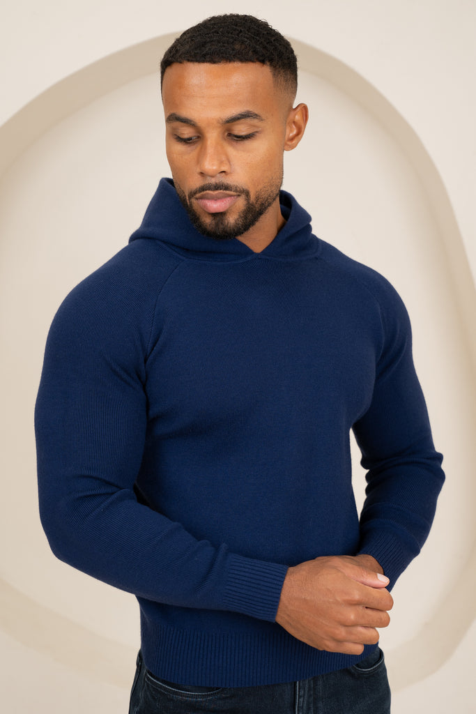 Slim fit Knitted Hoodie - Navy