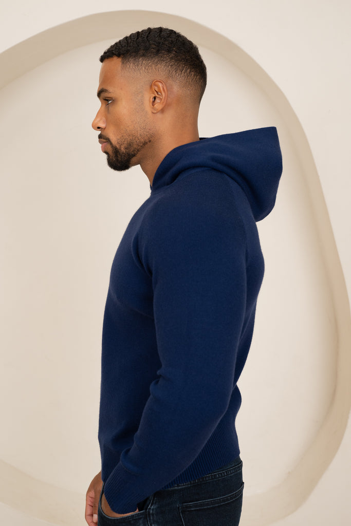 Slim fit Knitted Hoodie - Navy