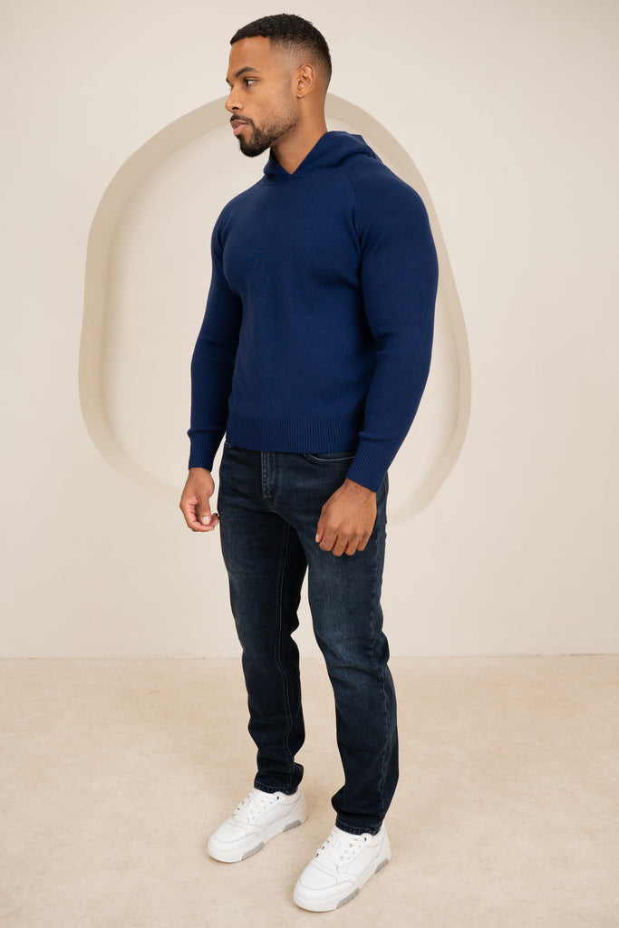 Slim Fit Knitted Hoodie - 4 Colours(Navy, Off White, Grey, Black) - 4 Pack