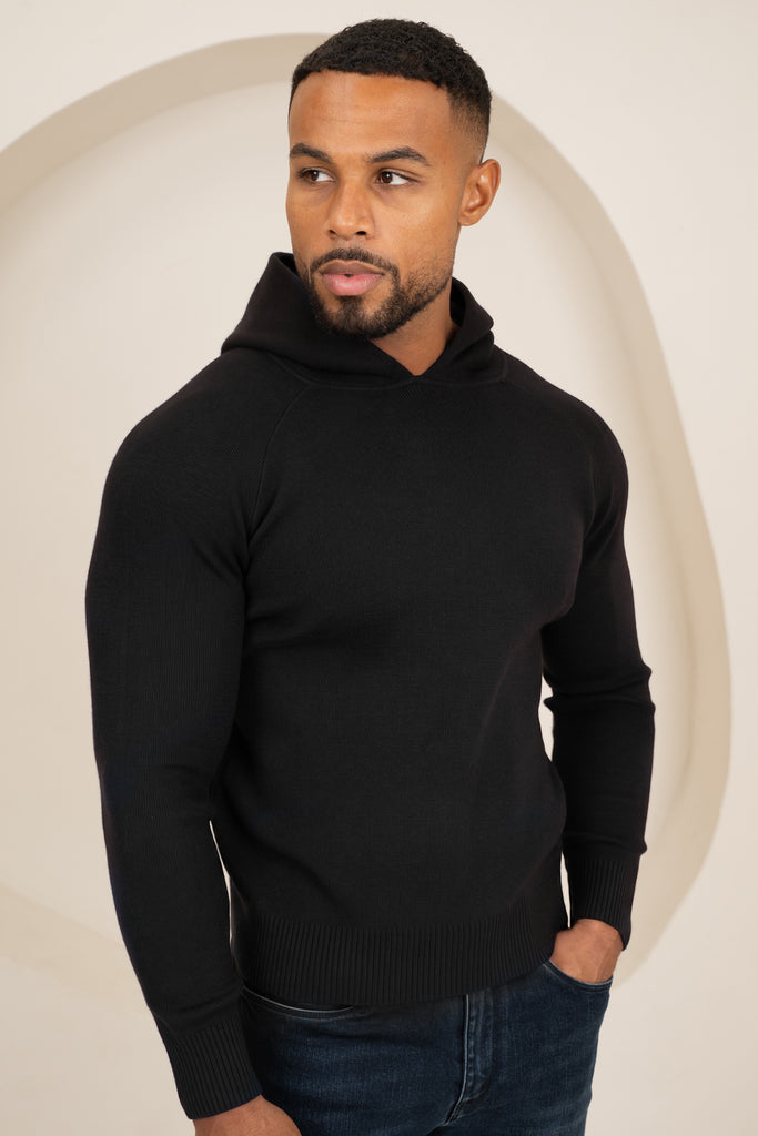 Slim fit Knitted Hoodie - Black