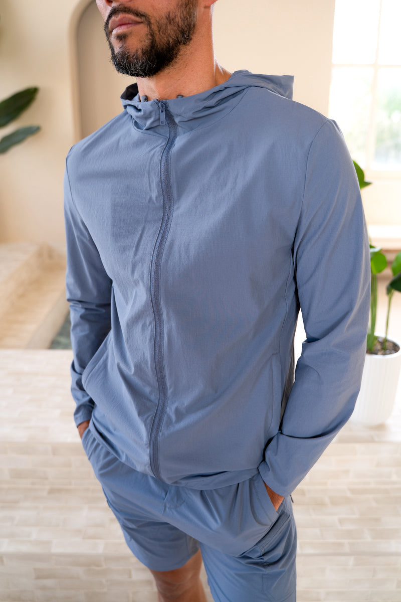 Premium Technical Windbreaker Jacket - Steel Blue (SS)