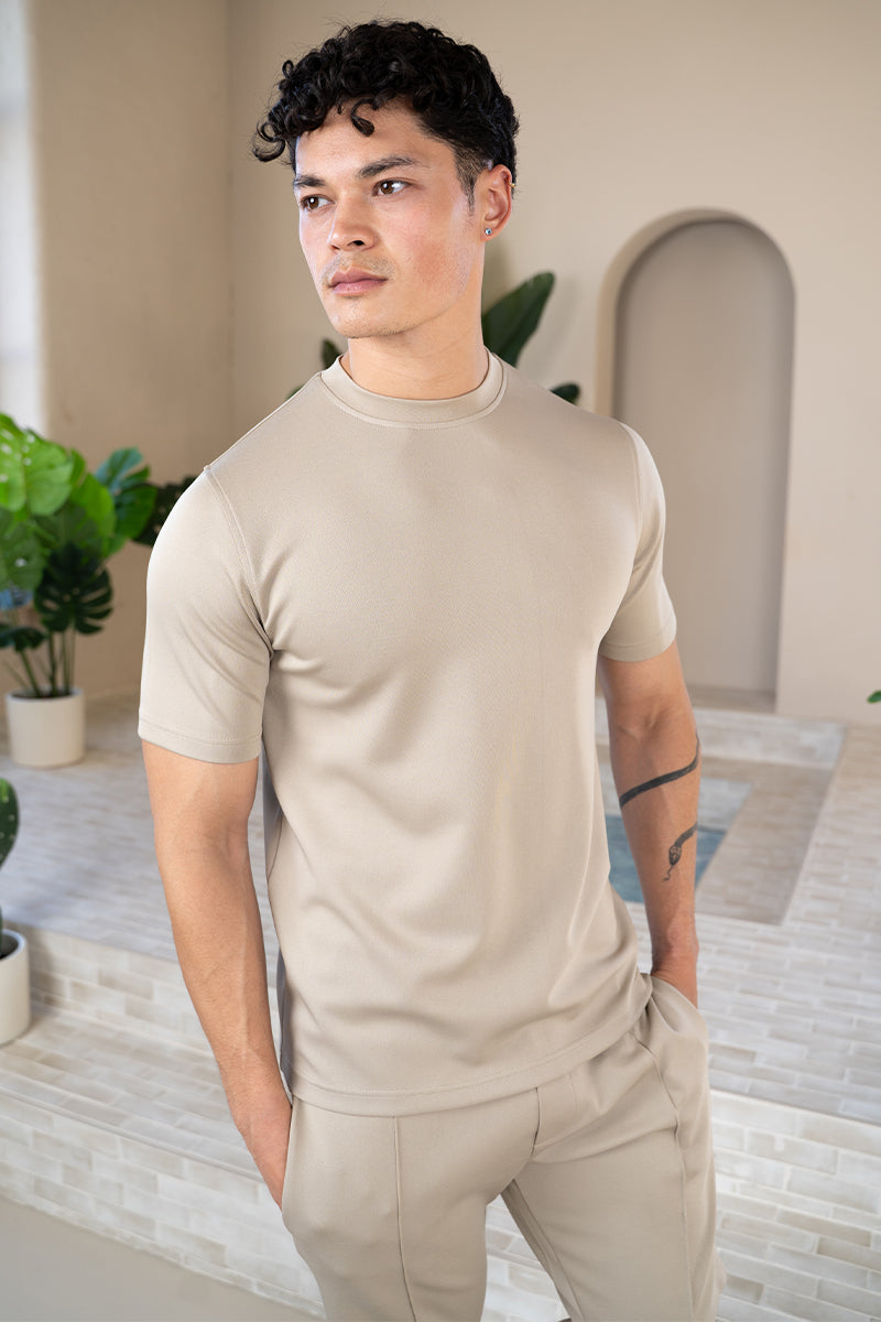 Premium Scuba Slim Fit T-Shirt - Taupe