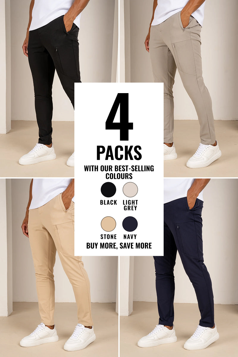 Tailored Tech Cargo Pants - 4 Colours (Stone, Navy, Light Grey, Black) - 4 Pack