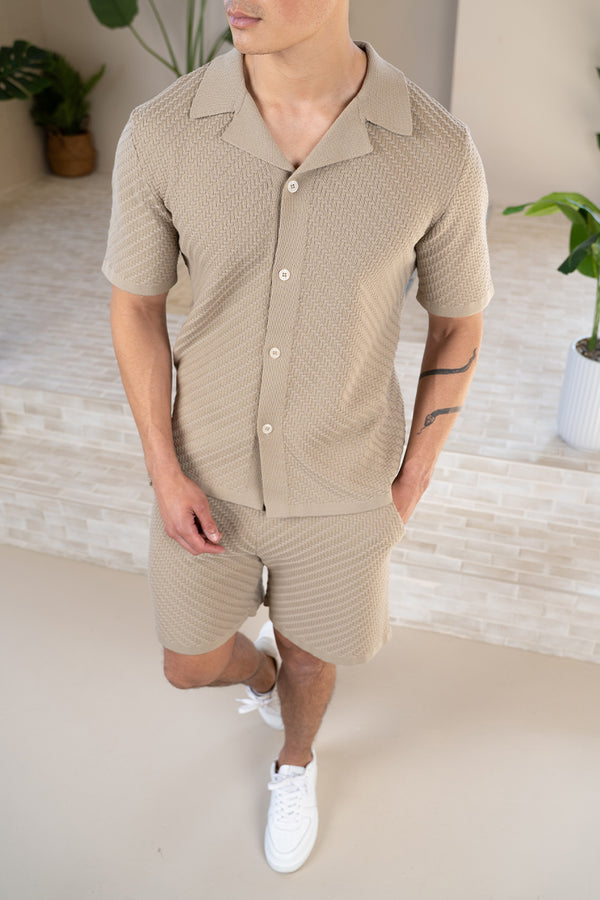 Herringbone Short - Taupe