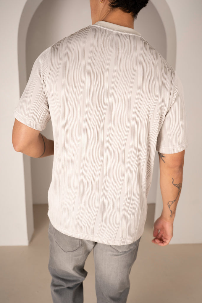 Ripple Texture Slim Fit T-Shirt - Light Grey