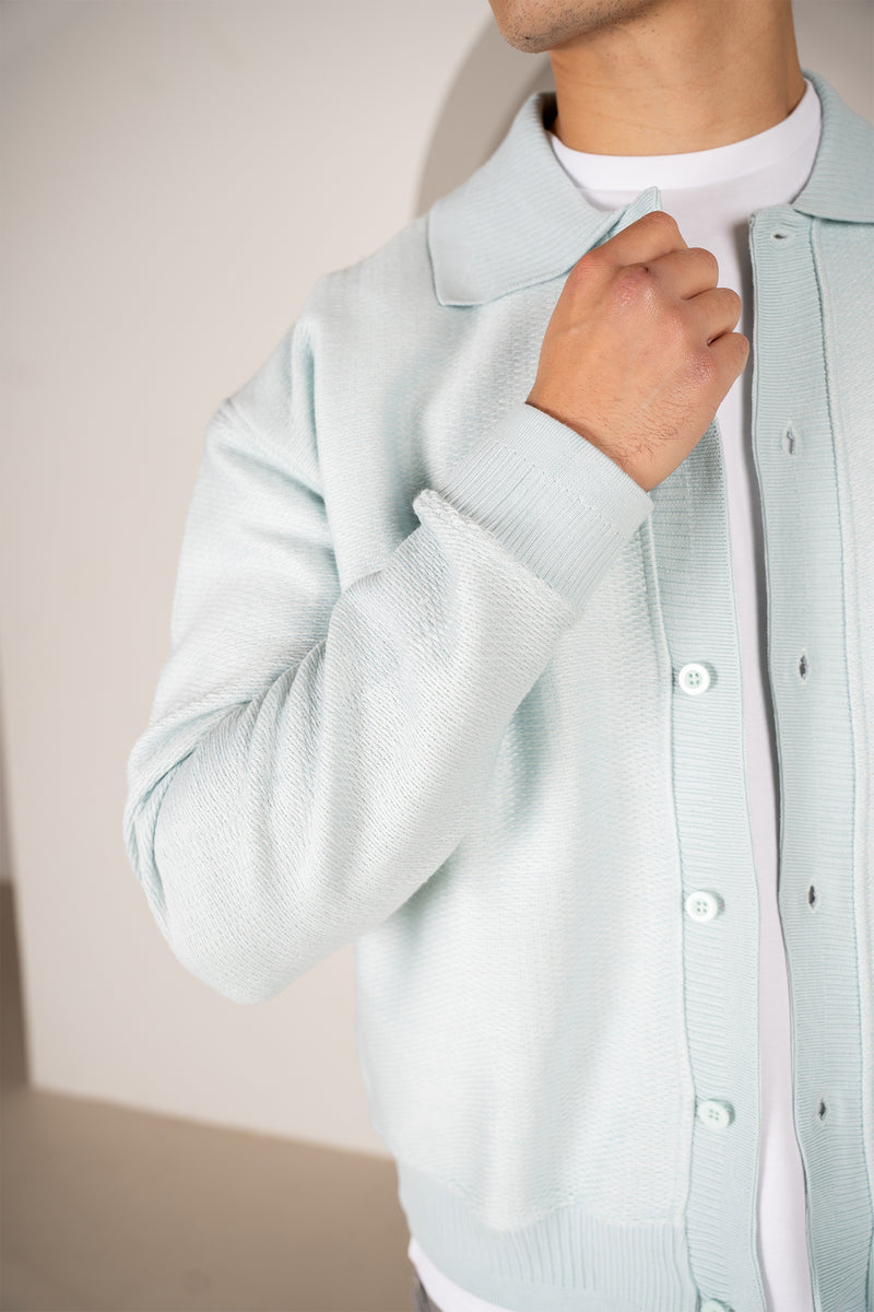 Cardigan texturé haut de gamme - Bleu sarcelle doux