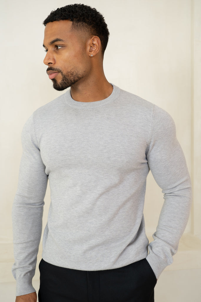 Ultra Fine Knit Crew Neck Jumper - Grey