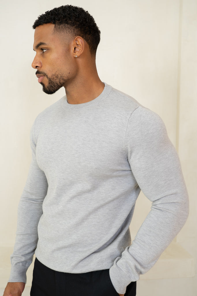 Ultra Fine Knit Crew Neck Jumper - Grey