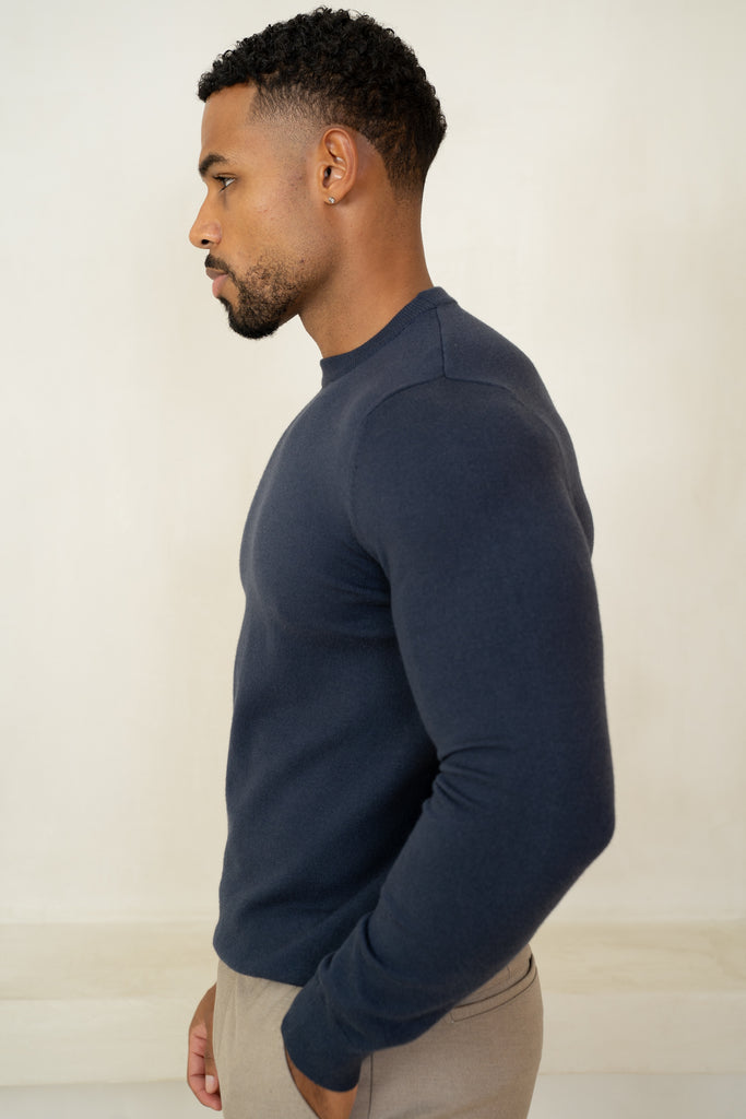 Ultra Fine Knit Crew Neck Jumper - Navy