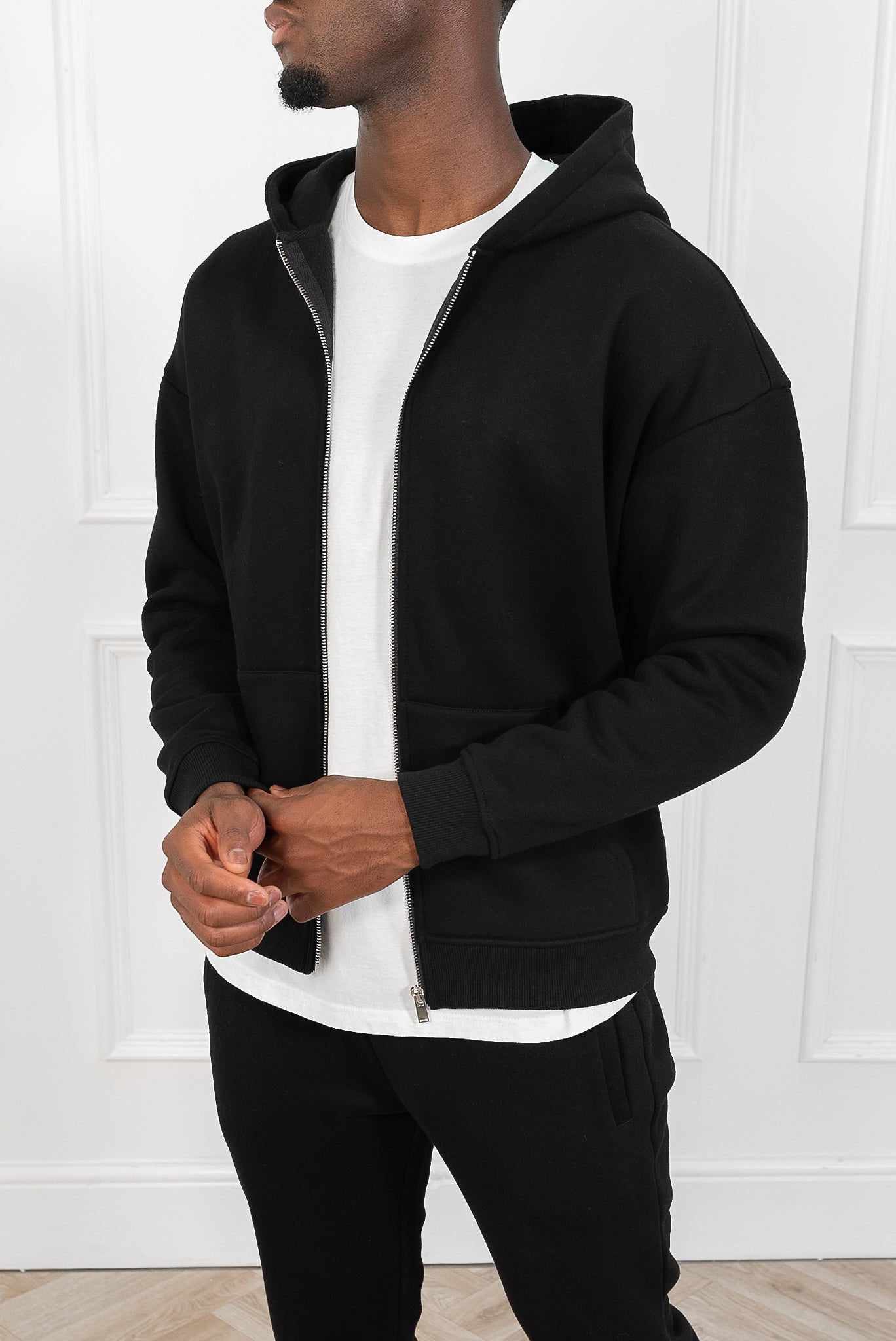 Premium Luxe Zip Up Hoody - Black