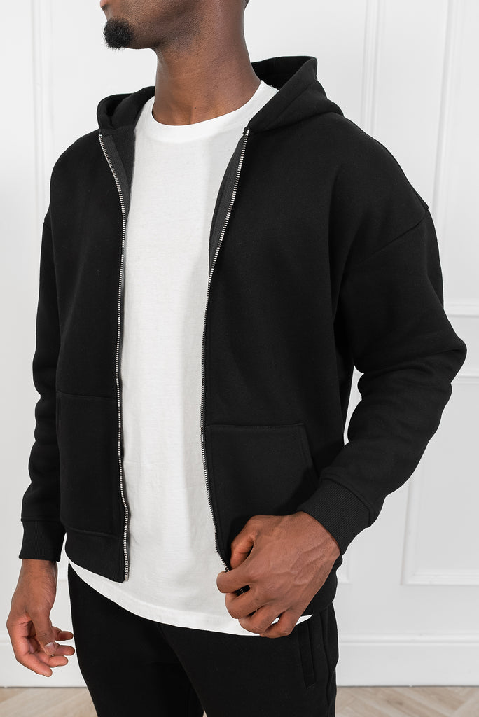 Premium Luxe Zip Up Hoody - Black