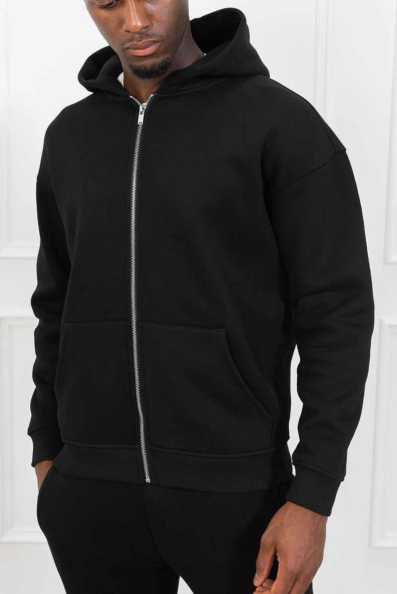 Premium Luxe Zip Up Hoody - Black