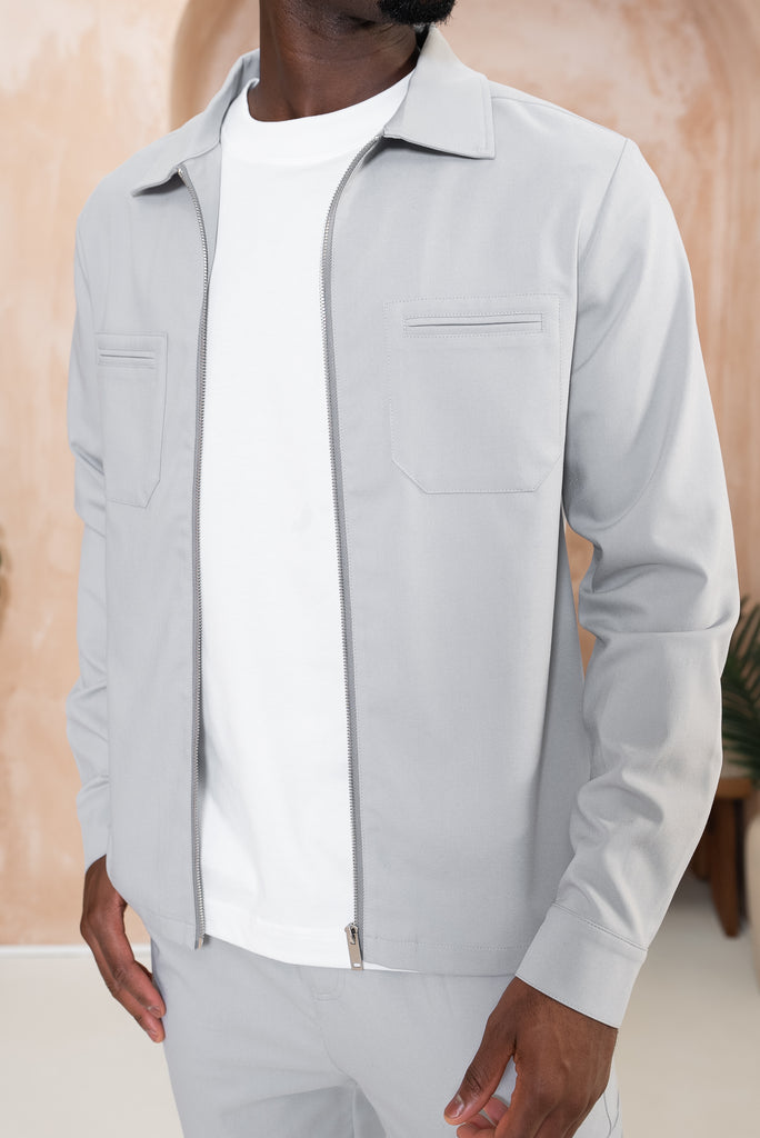 Essential Utility Zip-Up Over Shirt - Grey