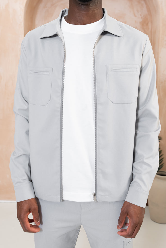 Essential Utility Zip-Up Over Shirt - Grey