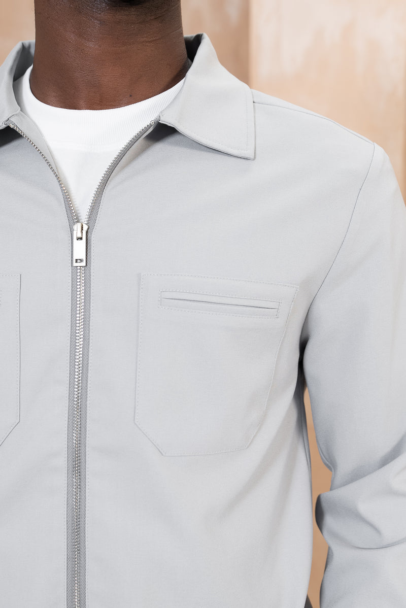 Essential Utility Zip-Up Over Shirt - Grey