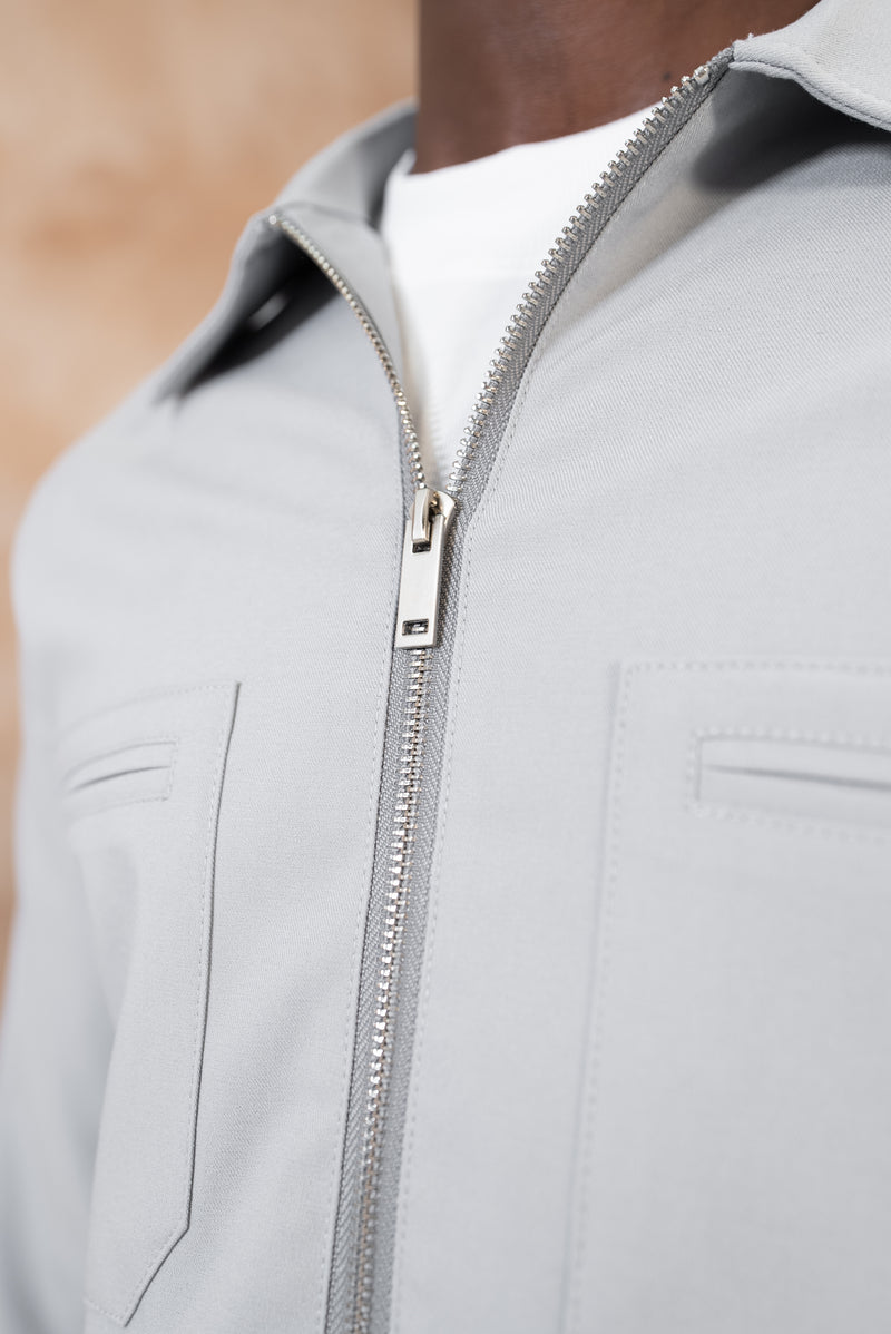 Essential Utility Zip-Up Over Shirt - Grey