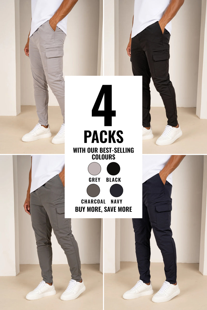 Utility V2 Cargo Pants - 4 Colours (Grey, Black, Charcoal, Navy) - 4 Pack