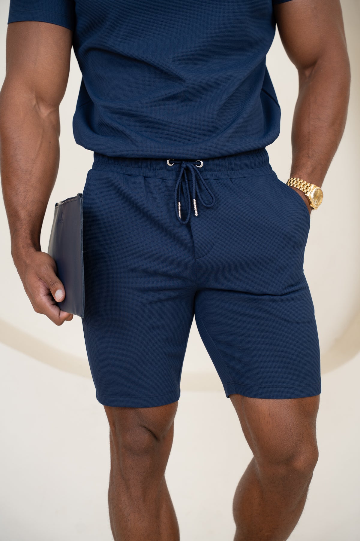 Waffle Knit Shorts - Navy