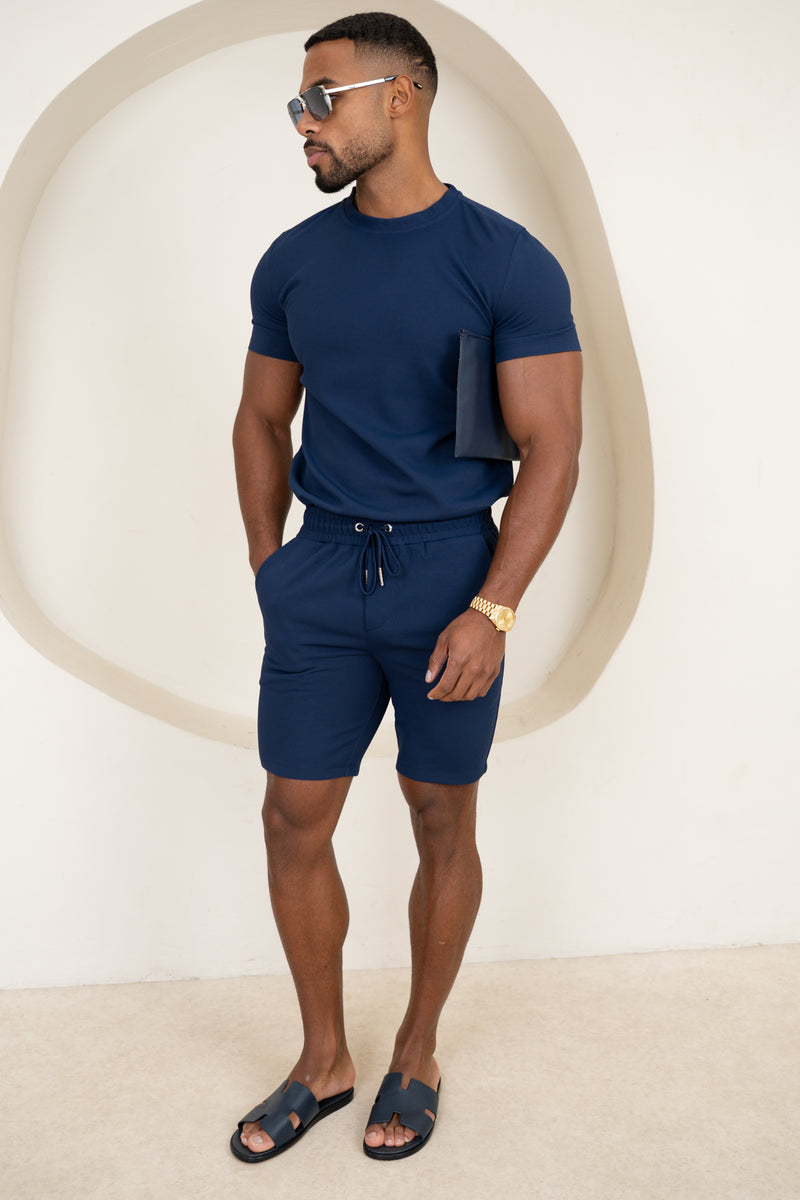 Waffle Knit Slim Fit T-Shirt - Navy – Choix UK