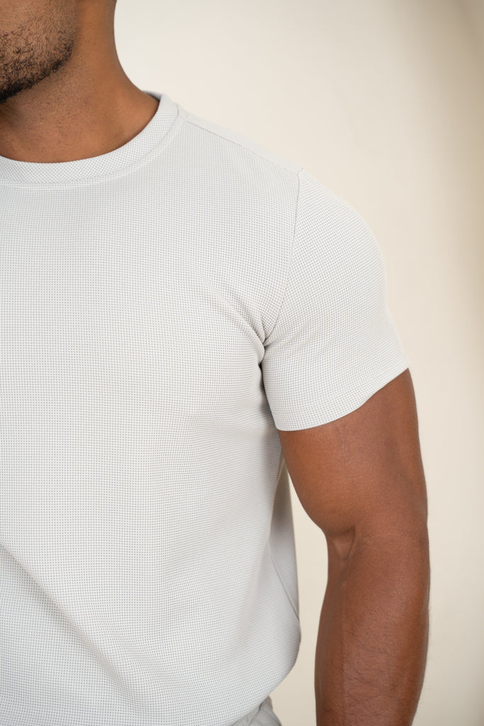 Waffle Knit Slim Fit T-Shirt - Grey