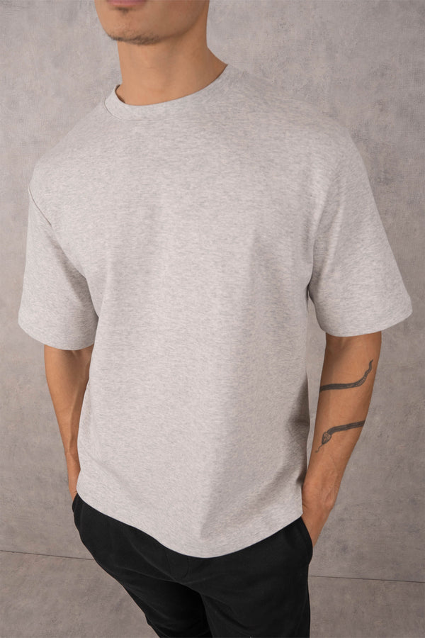 Boxy Fit Oversized T-Shirt - Grey Marl