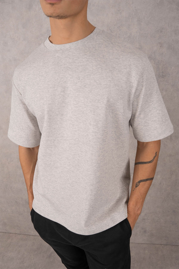 Boxy Fit Oversized T-Shirt - Grey Marl - 3 Pack